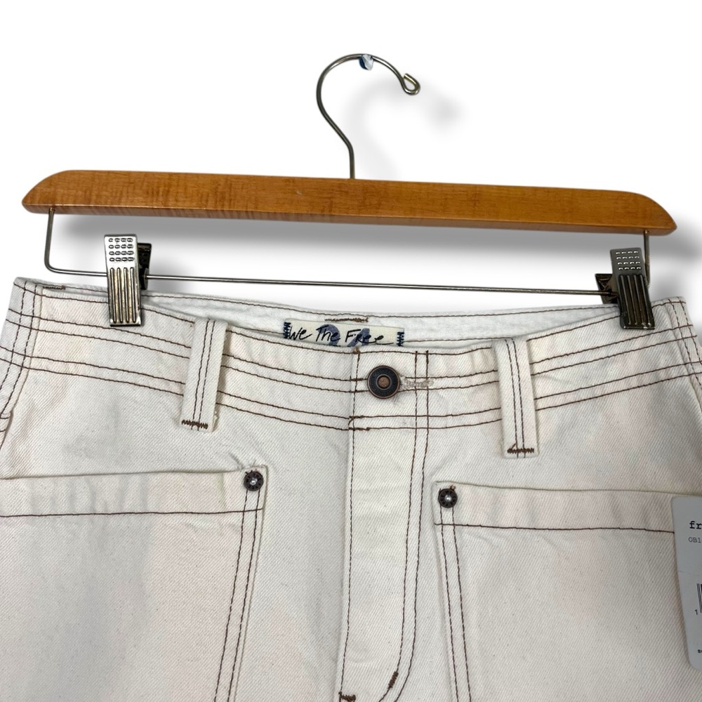 Free People Rebel Rouser Cut-Off Jean Shorts Jorts Natural $88 NWT 24 Off White - Picture 6 of 8